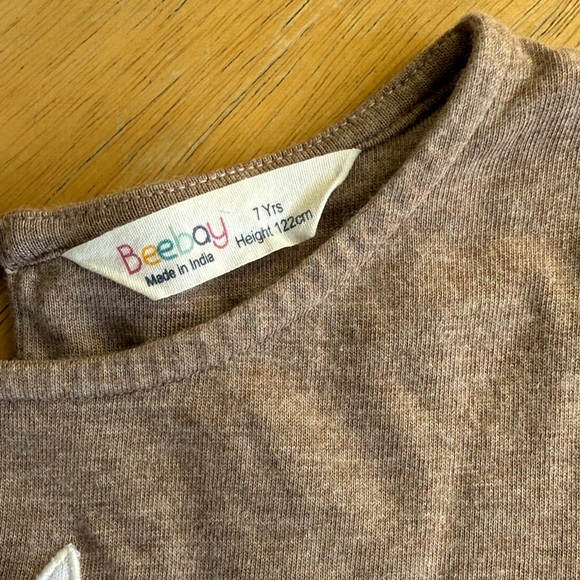 Adorable Bunny Print Kids Casual Dress - Red and Tan - Picture 8 of 9